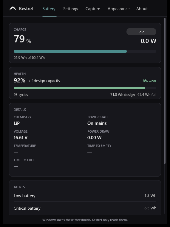 img/kestrel-battery.png — the battery view